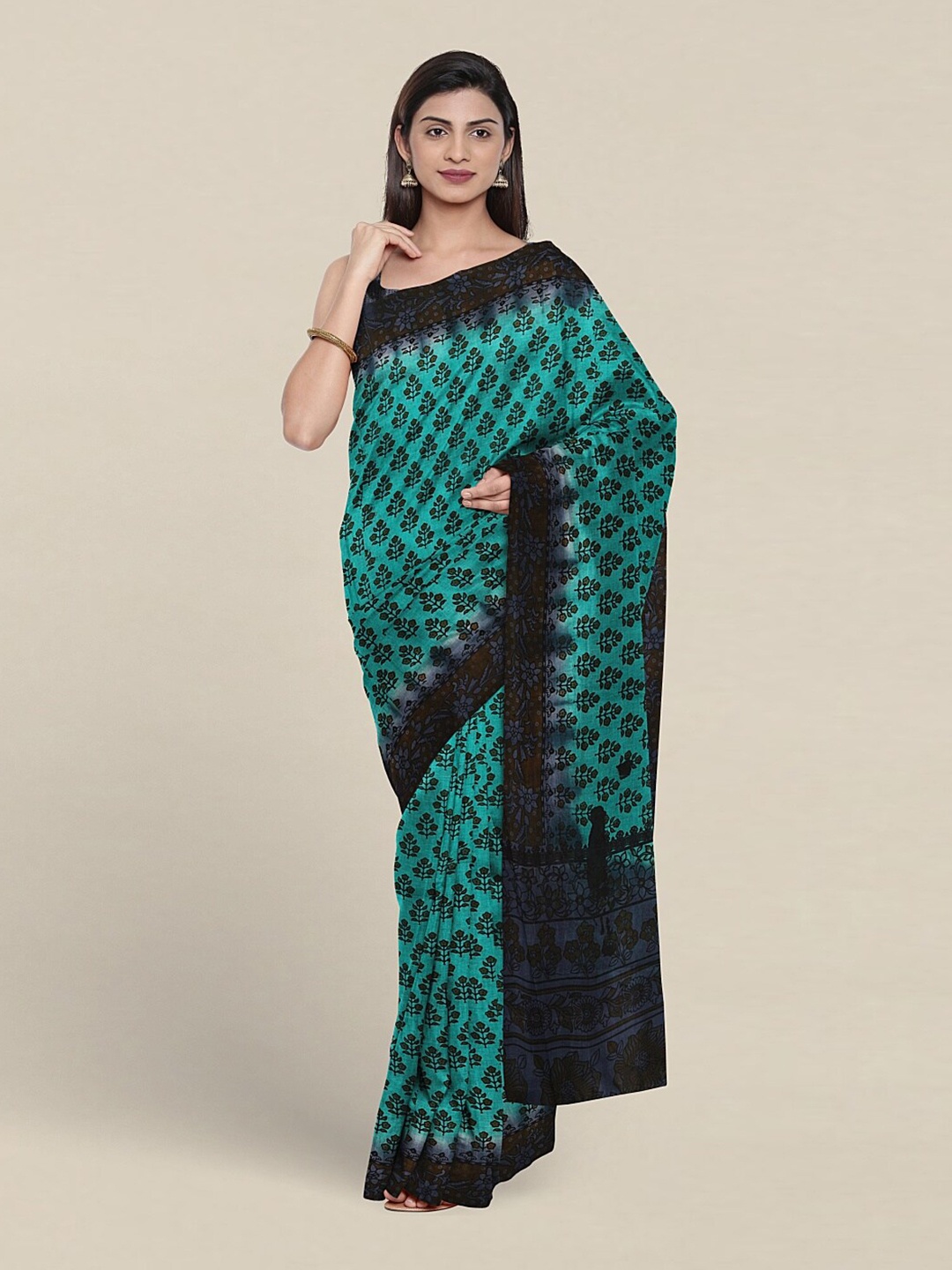 

Pothys Ethnic Motifs Printed Pure Cotton Saree, Blue