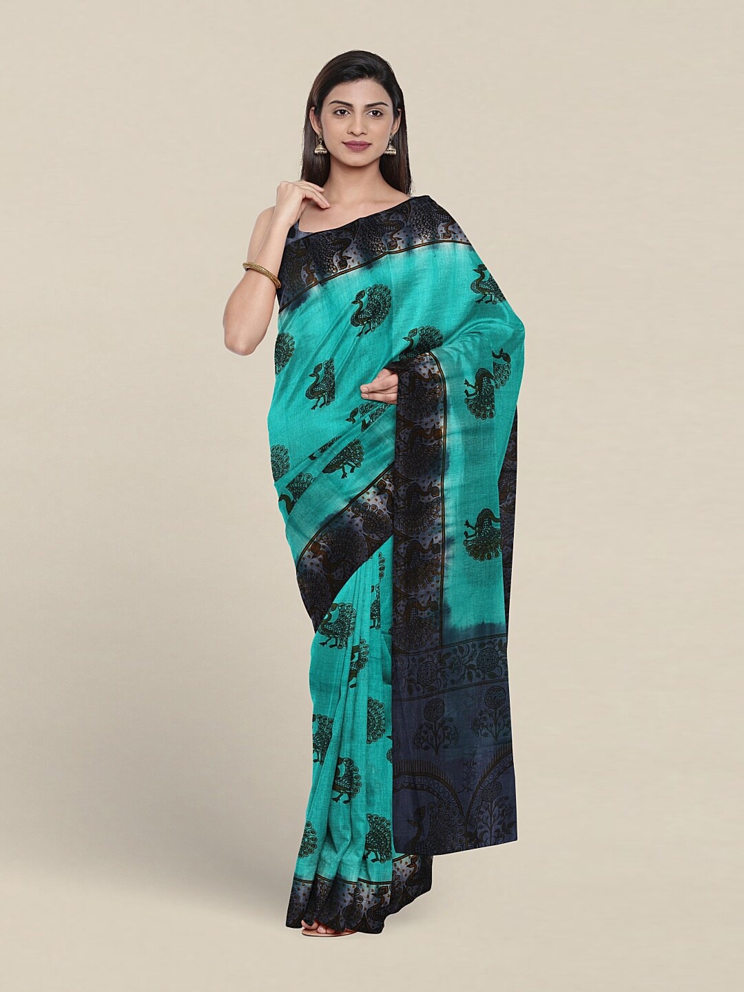 

Pothys Ethnic Motifs Printed Pure Cotton Saree, Blue