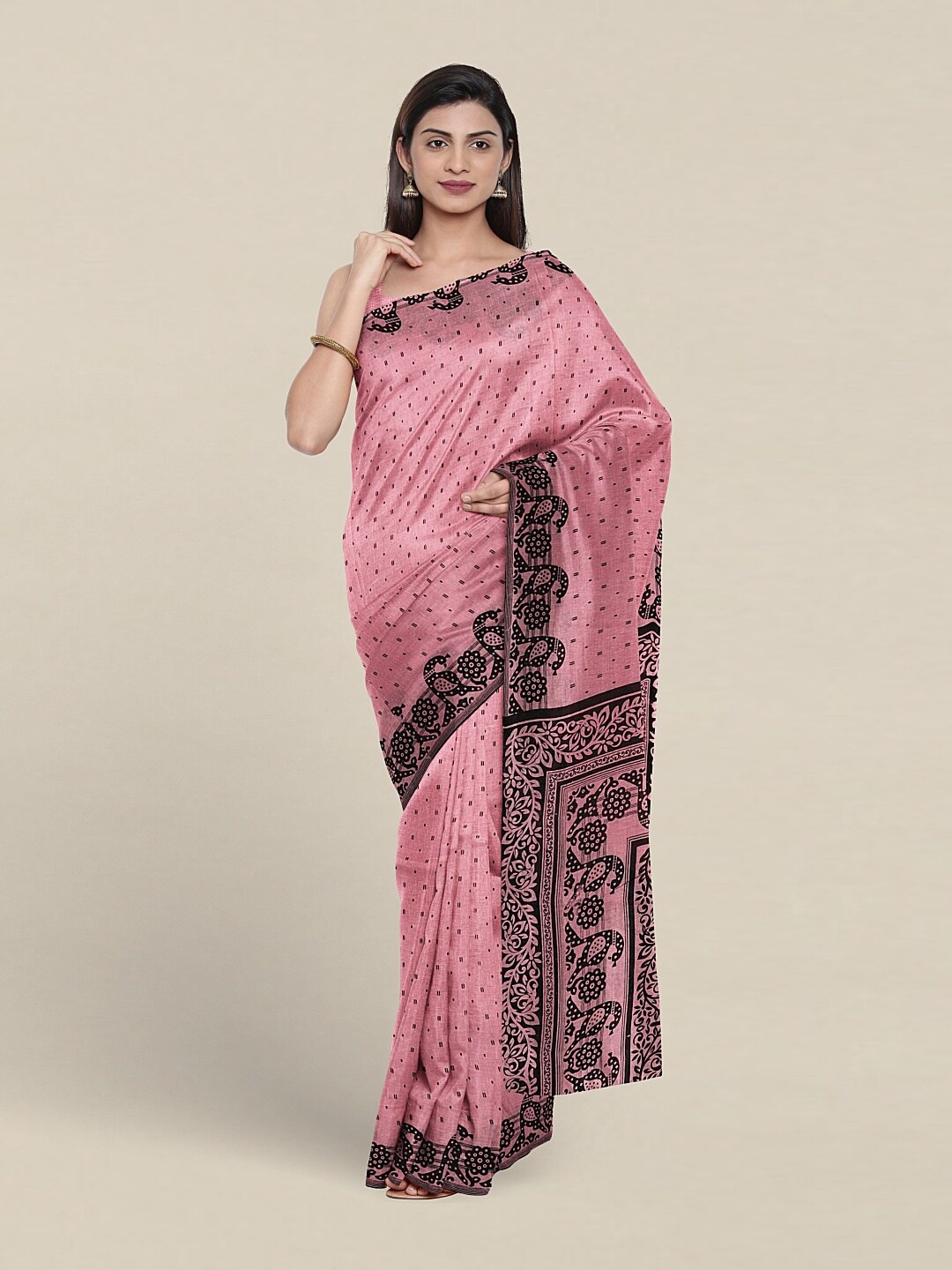 

Pothys Ethnic Motifs Printed Pure Cotton Saree, Pink