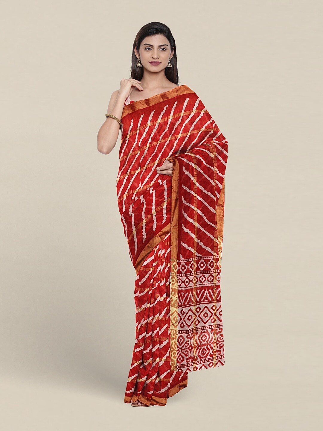 

Pothys Leheriya Printed Pure Cotton Saree, Red