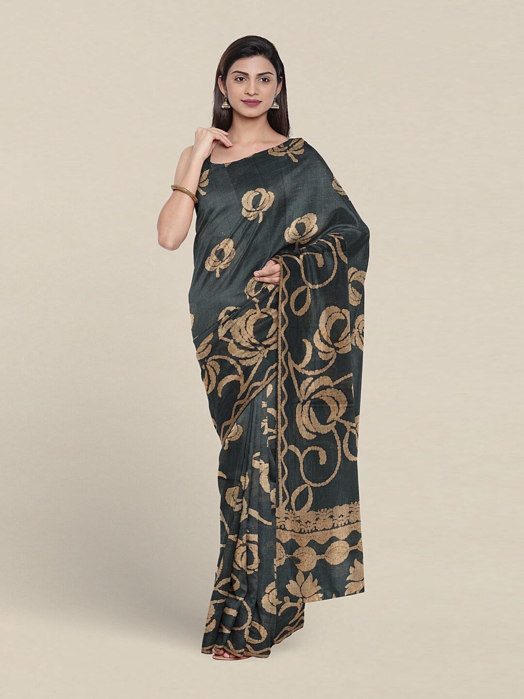 

Pothys Floral Printed Pure Cotton Saree, Grey