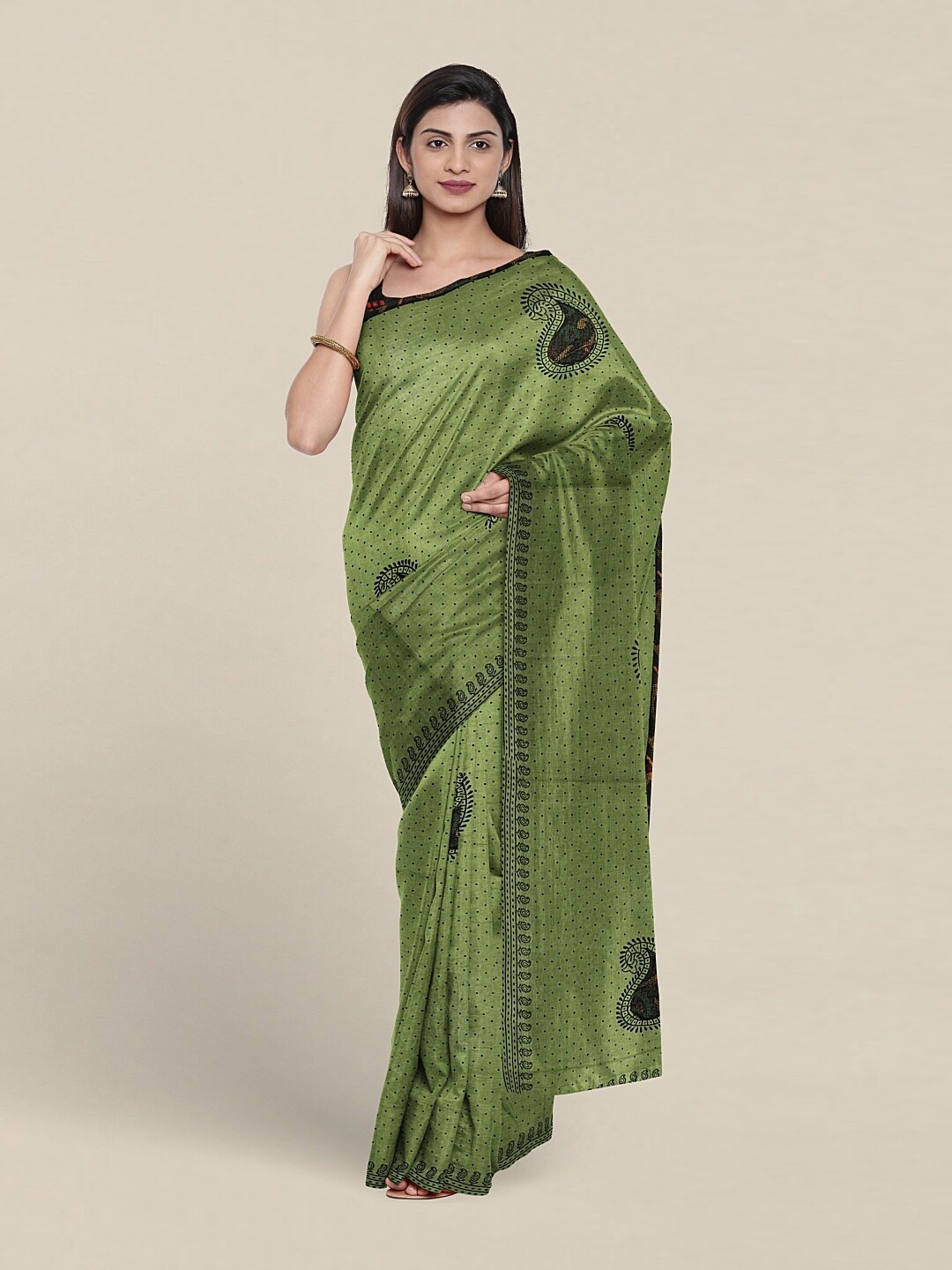 

Pothys Ethnic Motifs Printed Pure Cotton Saree, Green