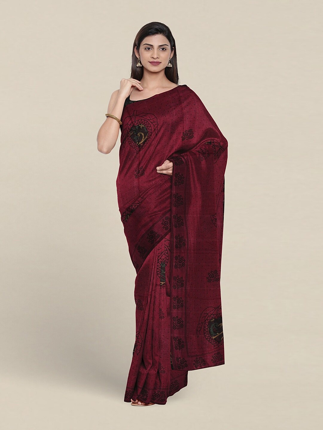 

Pothys Floral Motifs Printed Pure Cotton Saree, Purple