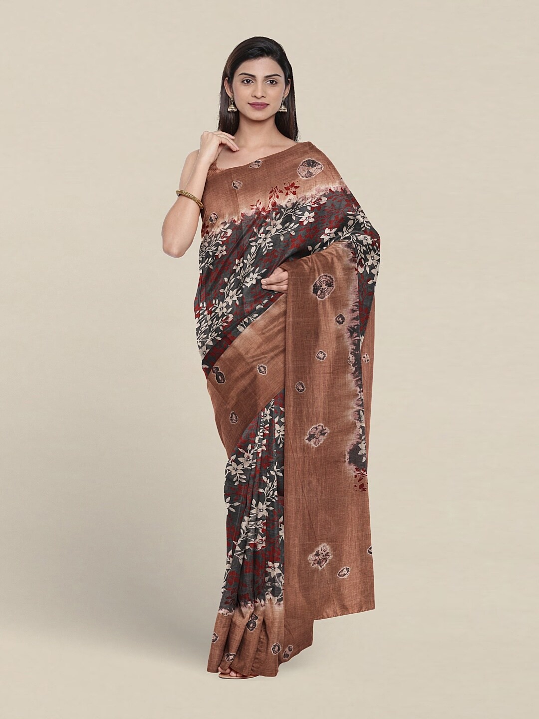 

Pothys Ethnic Motifs Printed Pure Cotton Saree, Grey