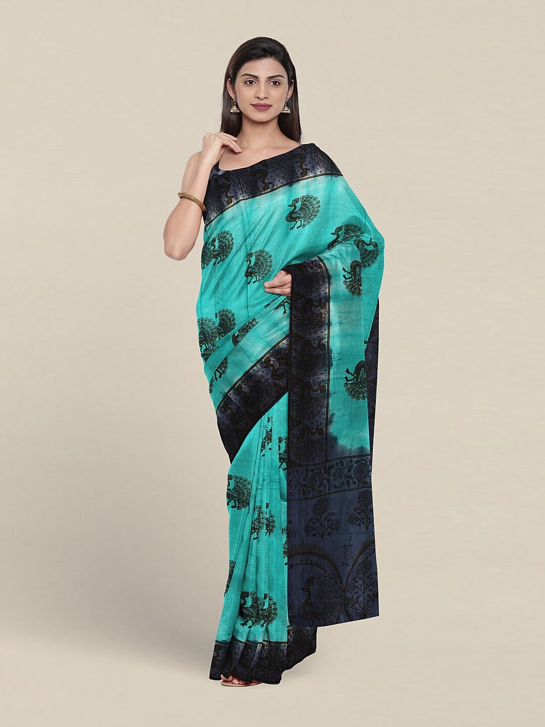 

Pothys Ethnic Motifs printed Pure Cotton Saree, Blue