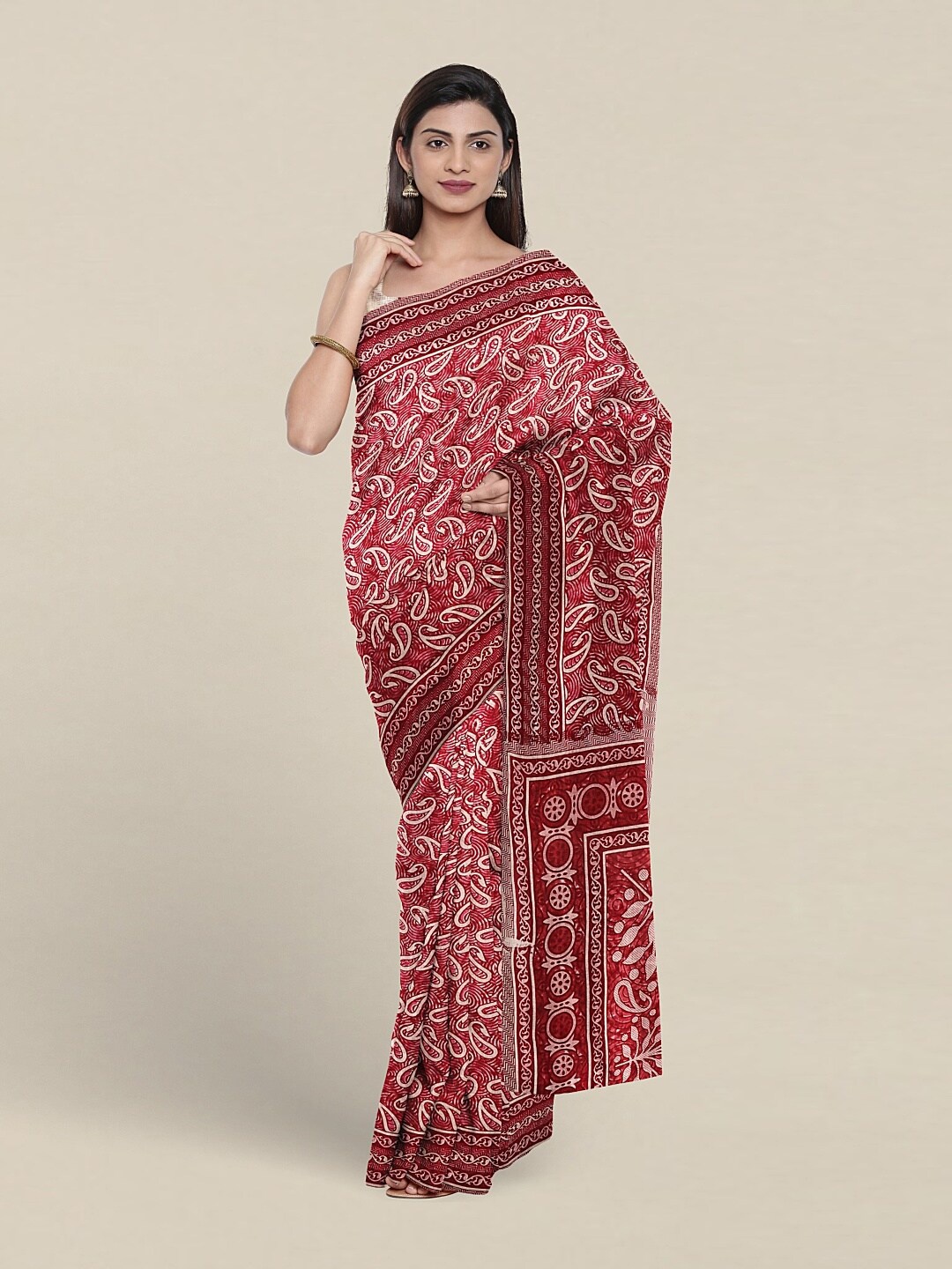 

Pothys Paisley Printed Pure Cotton Saree, Pink