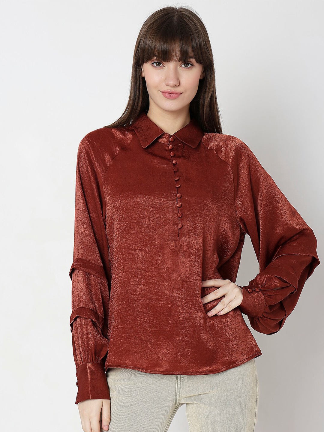 

Vero Moda Textured Casual Shirt, Brown