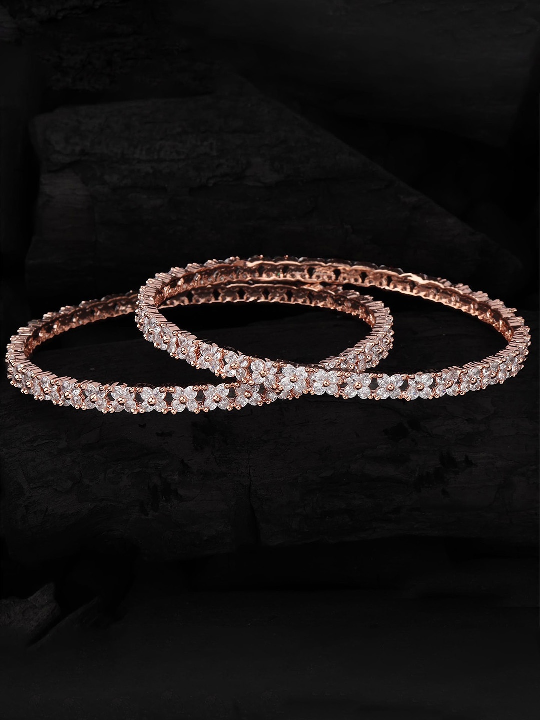 

Mirana Set Of 2 Rose Gold-Plated AD-Studded Bangles