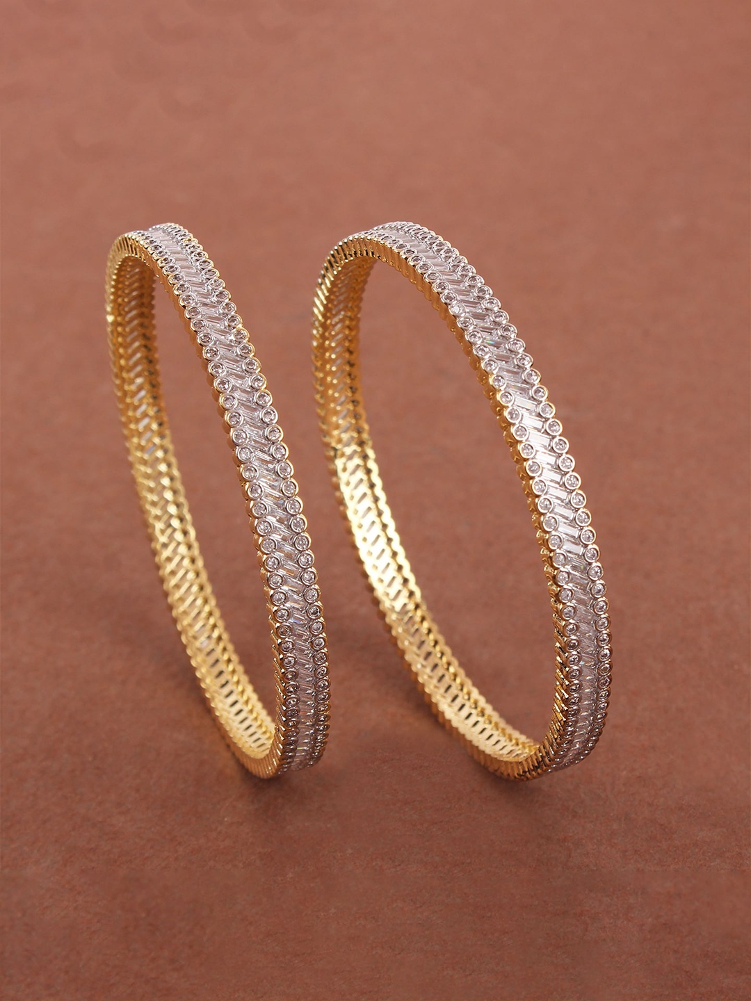 

Mirana Set Of 2 Gold-Plated CZ-Studded Bangles