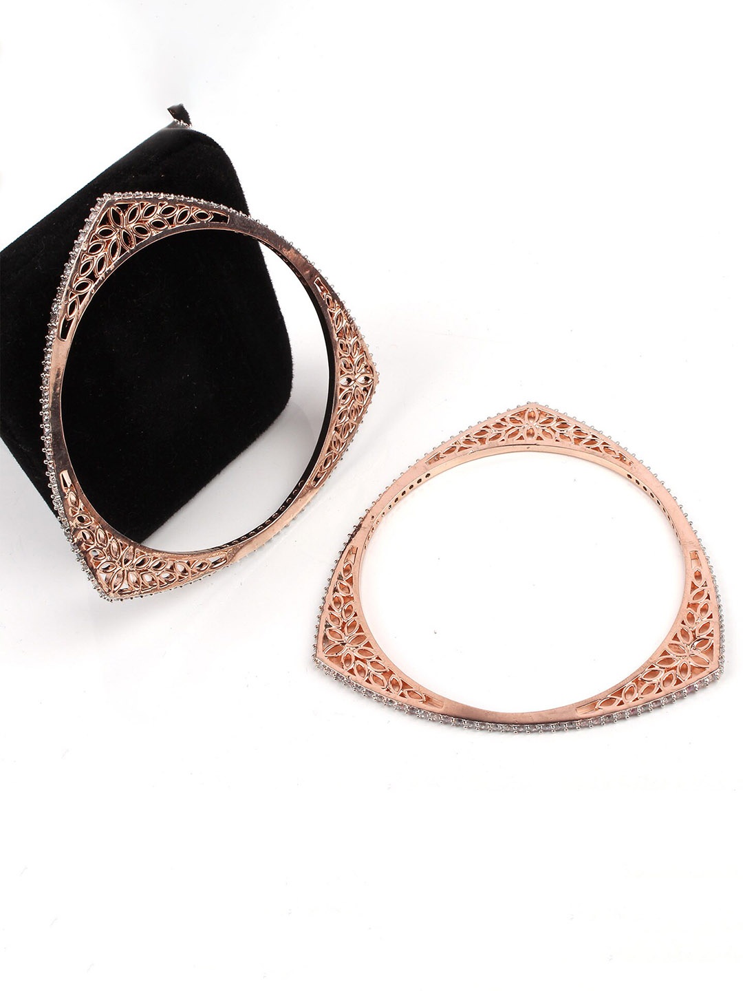 

Mirana Set Of 2 Rose Gold-Plated AD-Studded Bangles