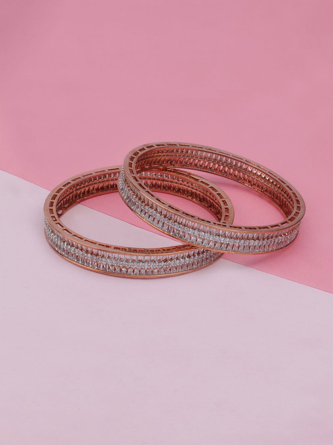 

Mirana Set Of 2 Rose Gold-Plated AD-Studded Bangles