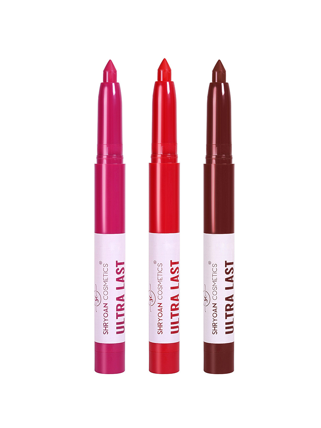 

SHRYOAN Ultra Last Set Of 3 Moisturizing & Hydrating Crayon Lipstick - 04 - 07 - 20, Pink