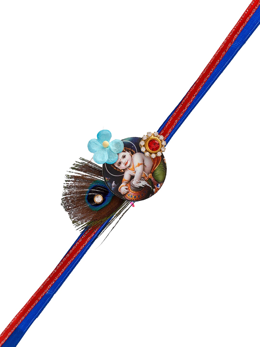 

Aapno Rajasthan Unisex Bal Gopal Charm Beaded Rakhi, Red