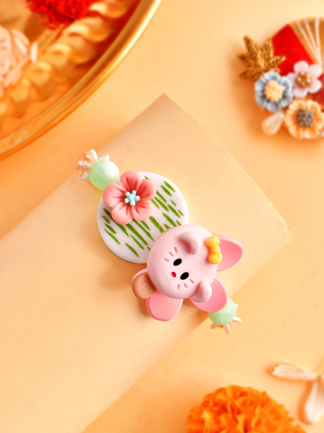 

Aapno Rajasthan Kids 3D Toy Charm Beaded Rakhi, Pink
