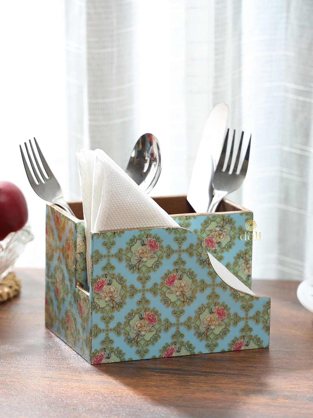 

DULI Blue & Green Multipurpose Cutlery Holder Spoon Stand Table Organizer