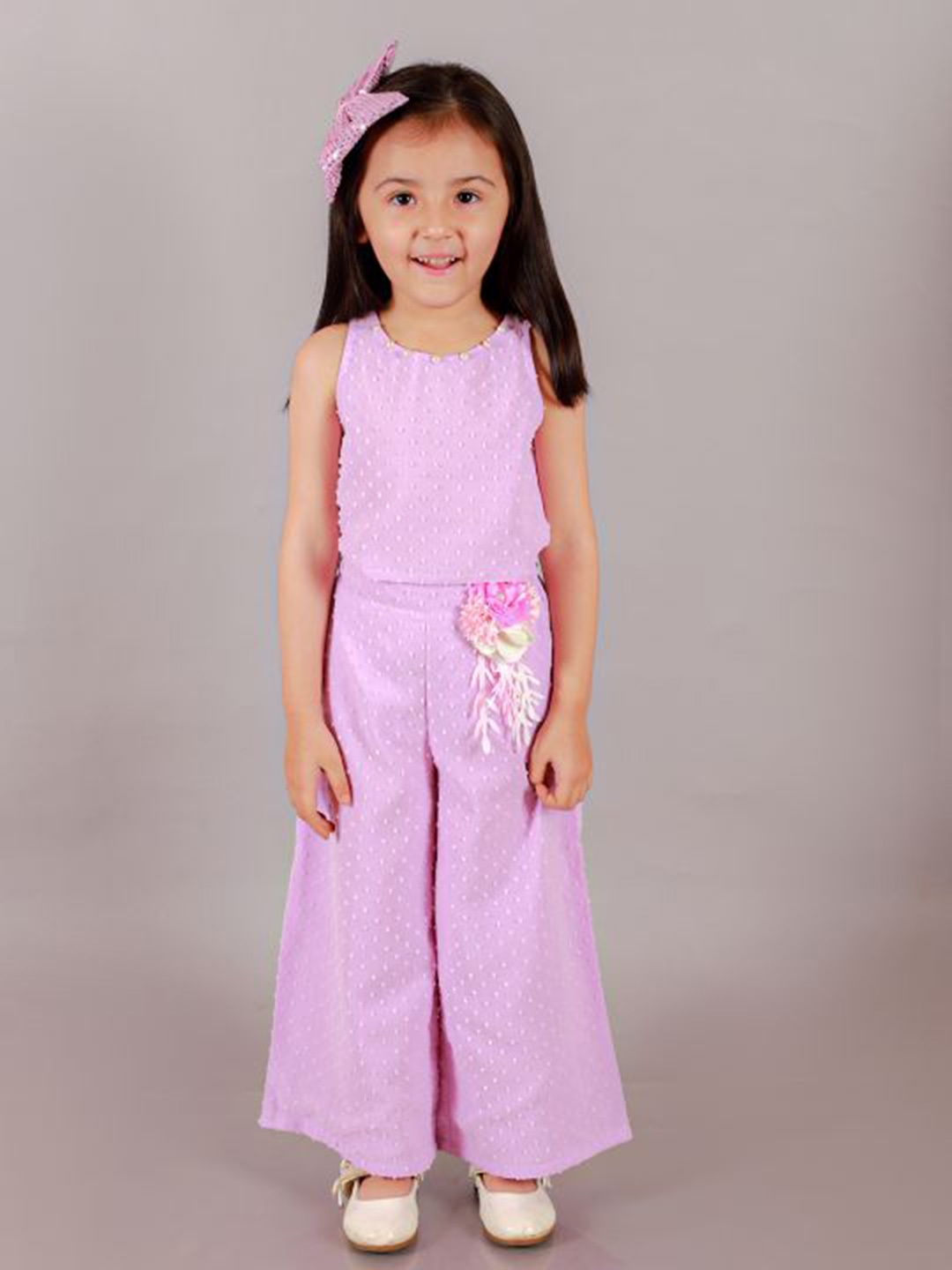 

LIL DRAMA Self Design Top with Trousers, Lavender