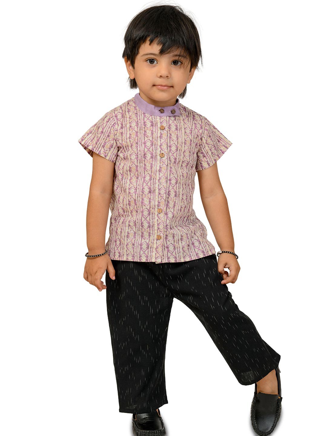 

Tiny Bunnies Boys Printed Pure Cotton Top with Trousers, Purple