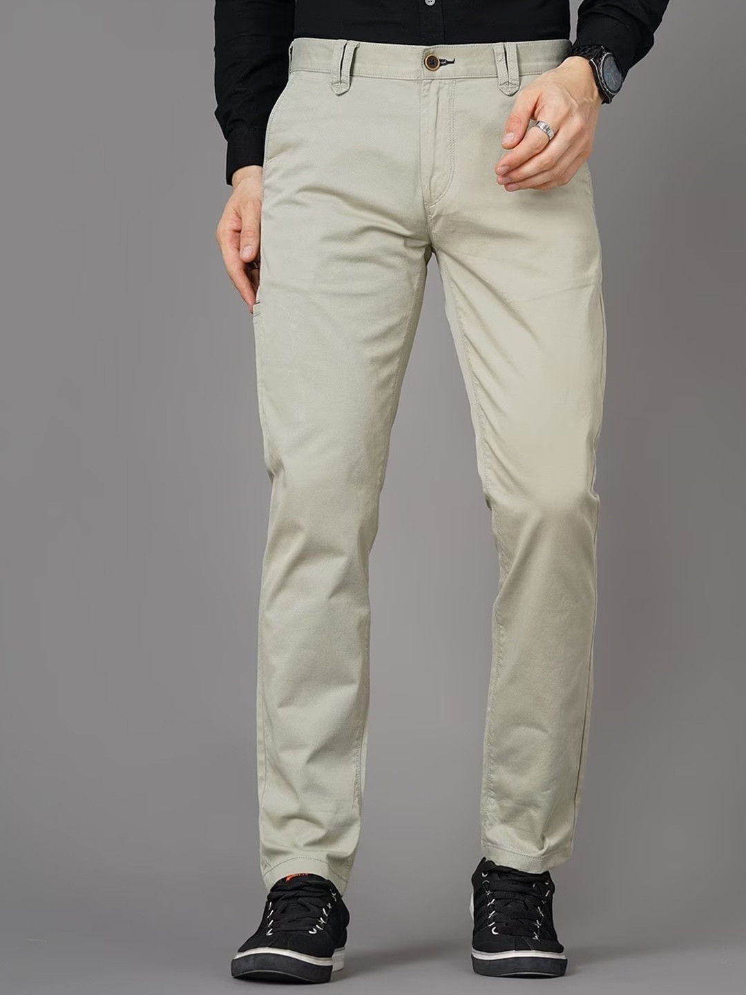 

British Club Men Smart Slim Fit Low-Rise Regular Trousers, Green