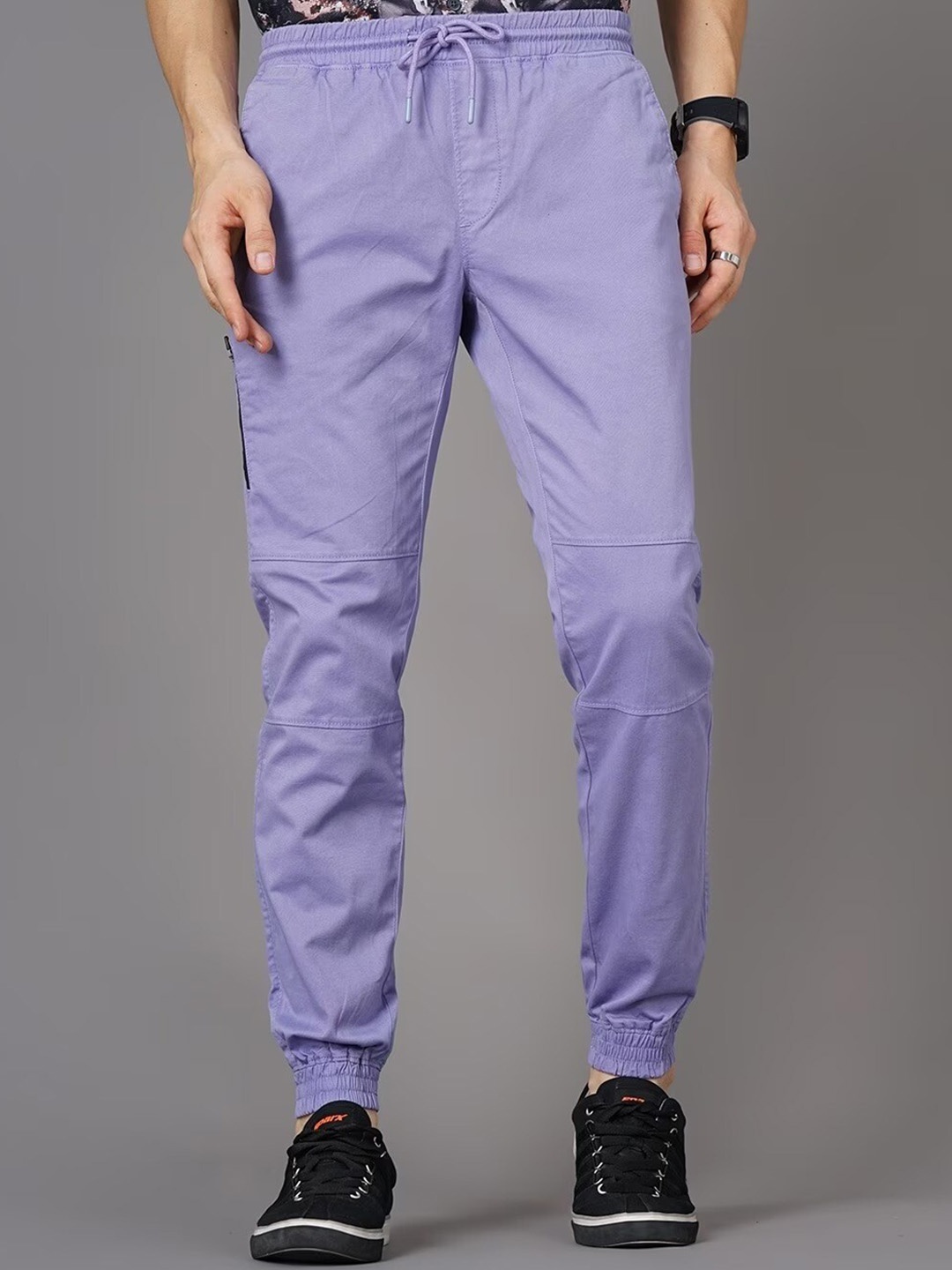 

British Club Men Smart Slim Fit Low-Rise Joggers, Purple