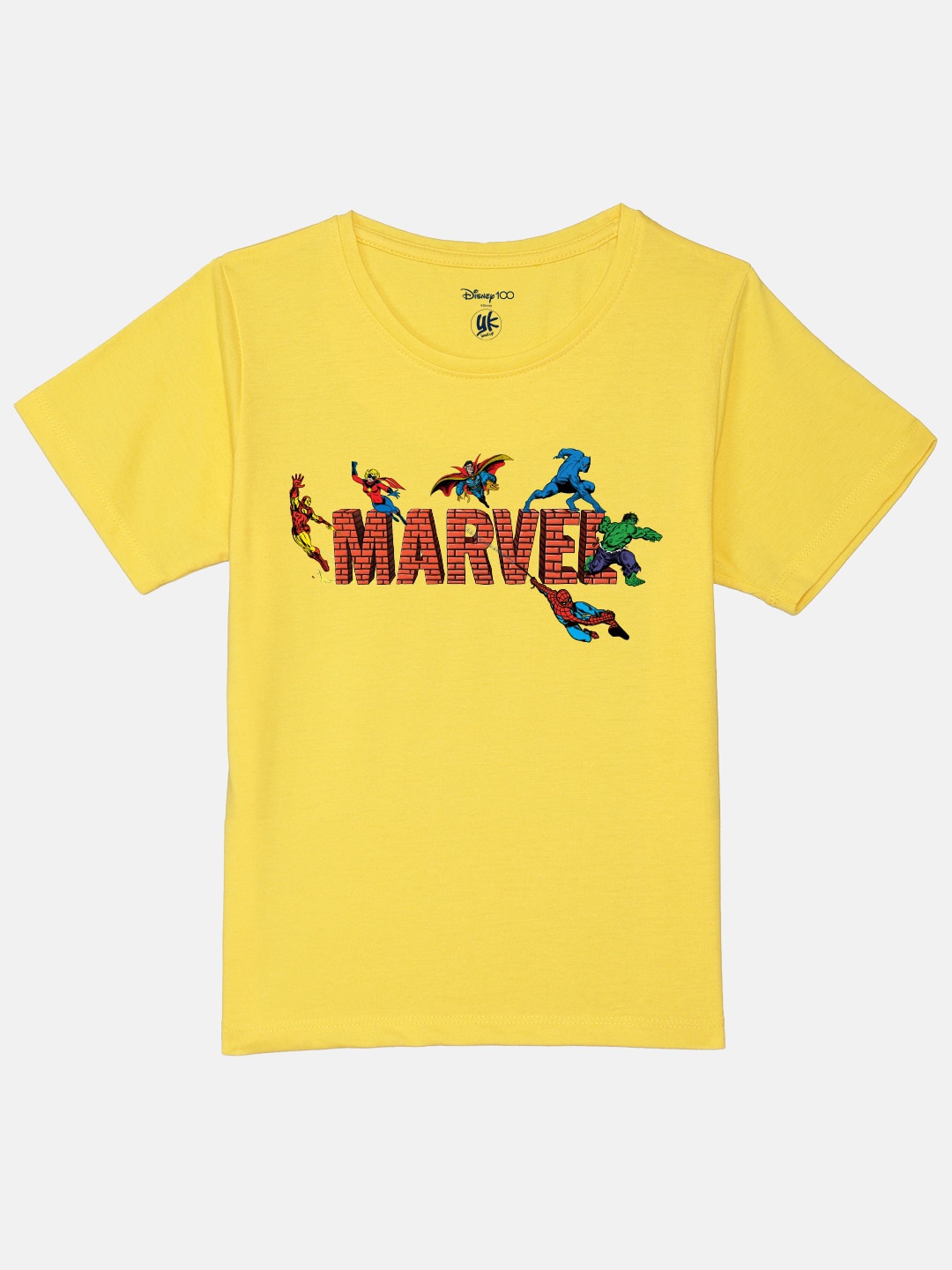 

YK Marvel Avengers Printed Round Neck Pure Cotton T-shirt, Yellow