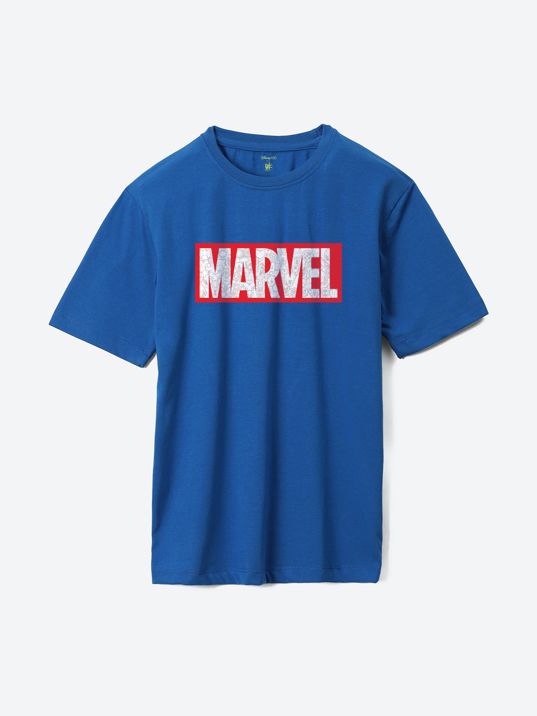 YK Marvel Marvel Printed Pure Cotton Oversized T-shirt, Blue