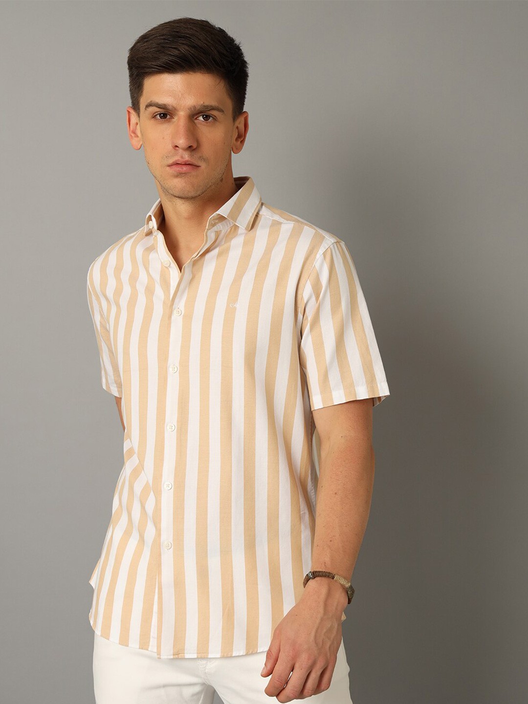 

Aldeno Comfort Striped Pure Cotton Casual Shirt, White