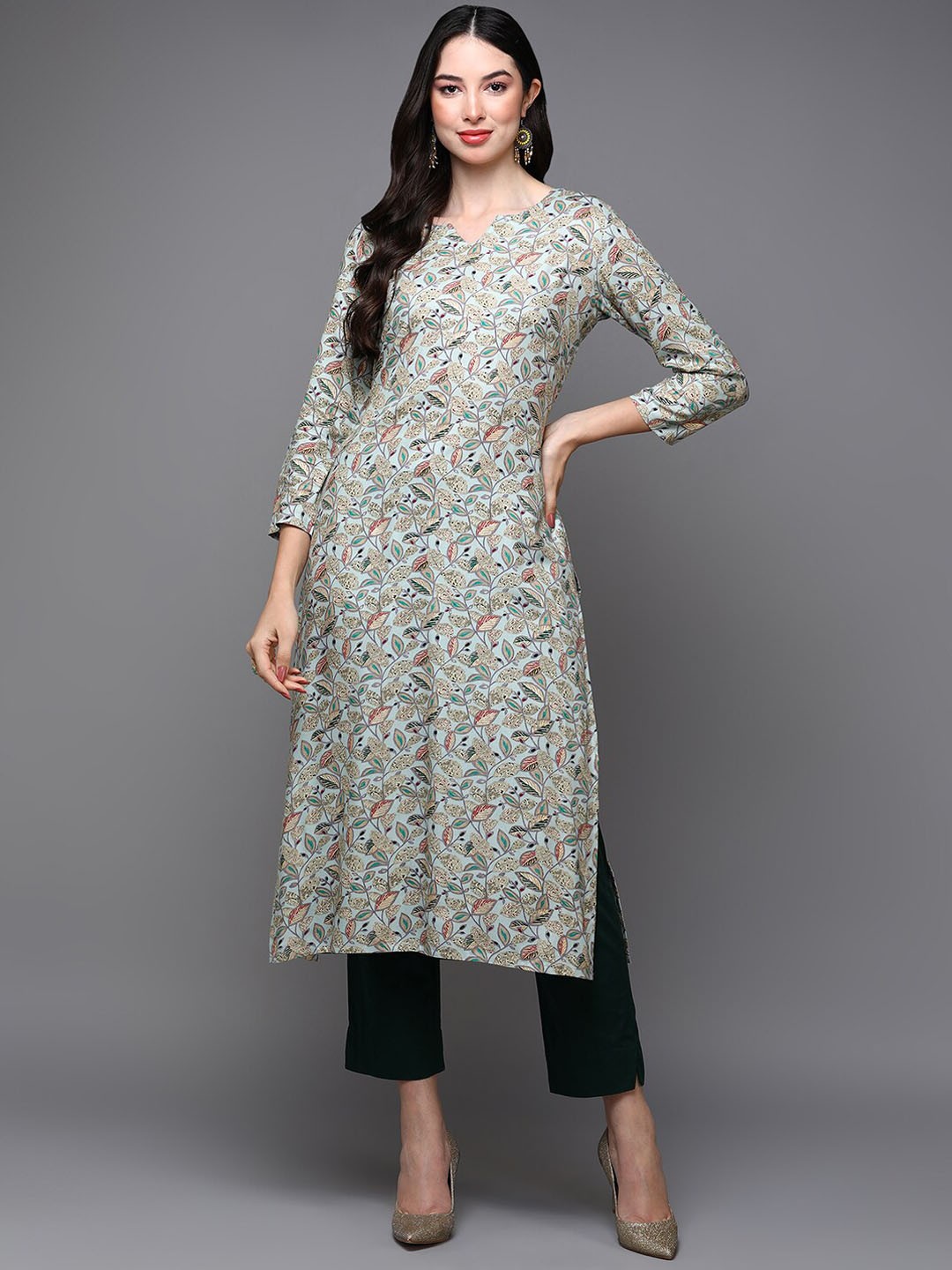 

AHIKA Floral Printed Kurta, Blue