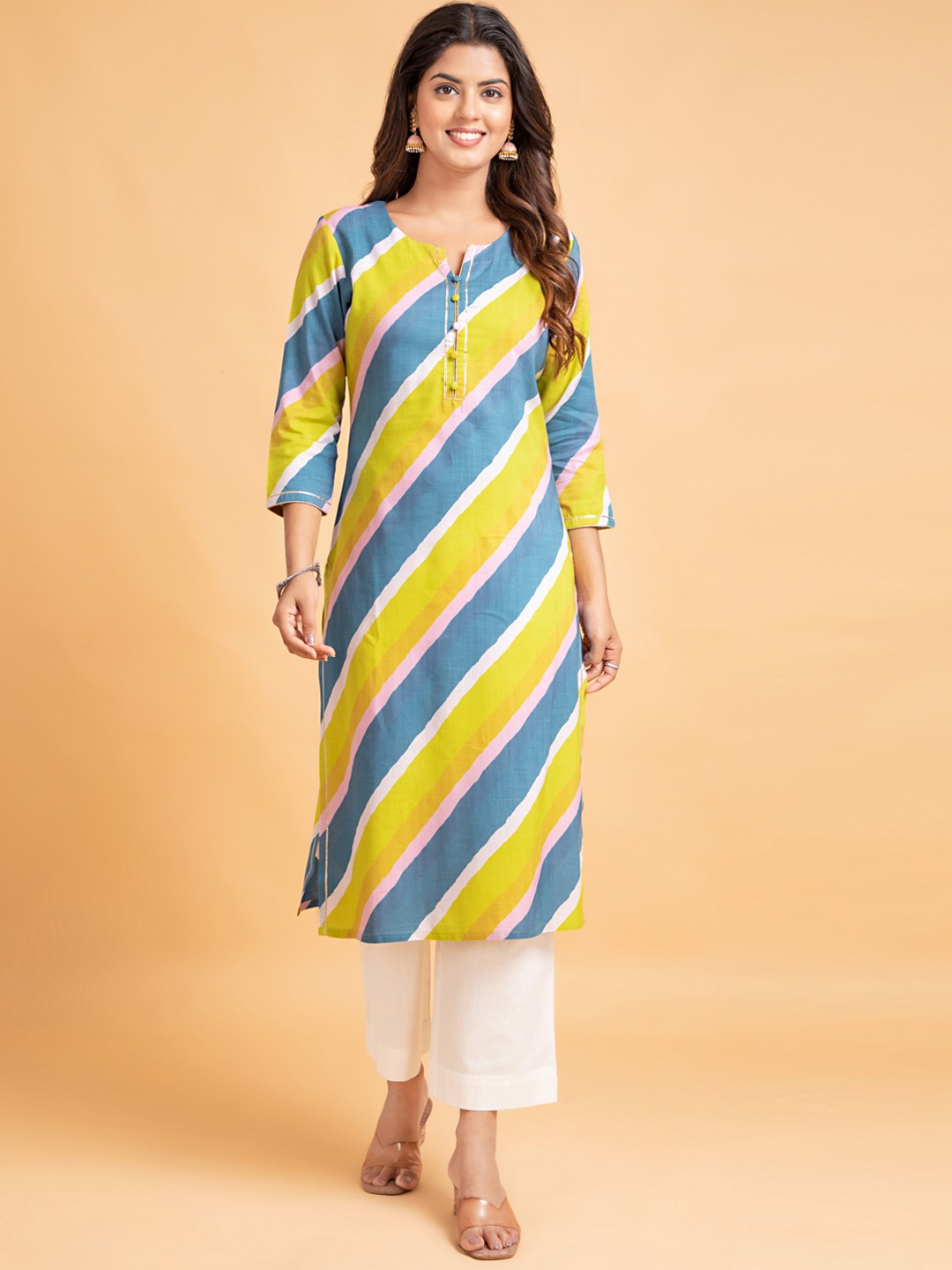 

SUTI Striped Straight Kurta, Blue