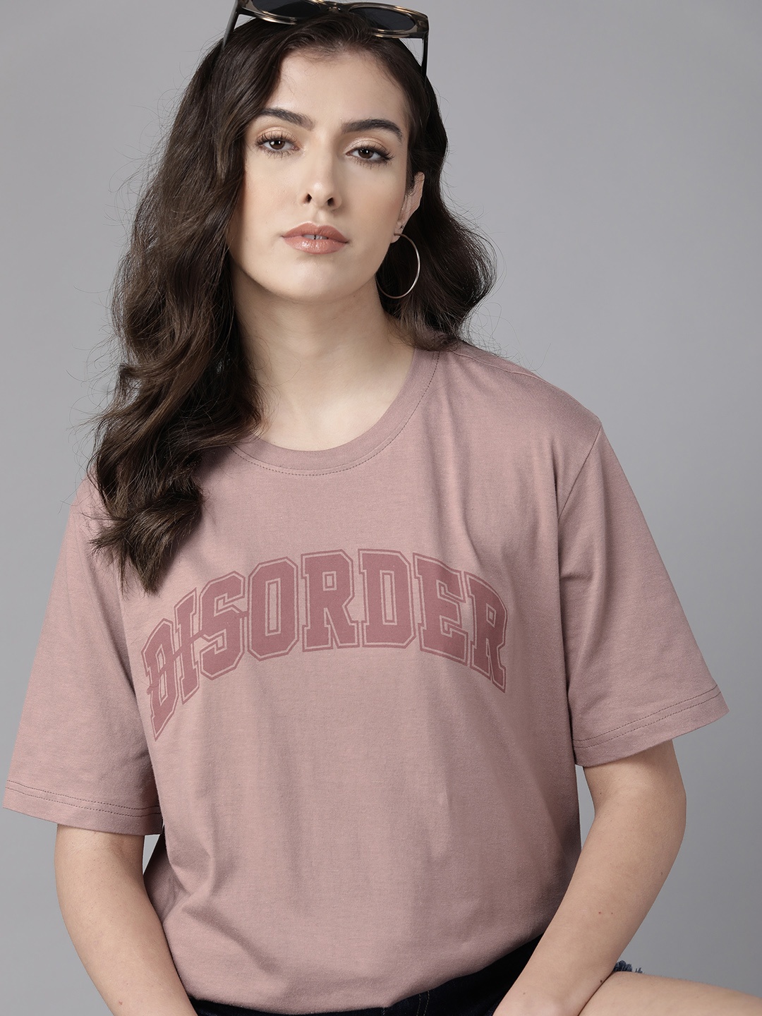 

Roadster Women Mauve Typography Cotton T-shirt
