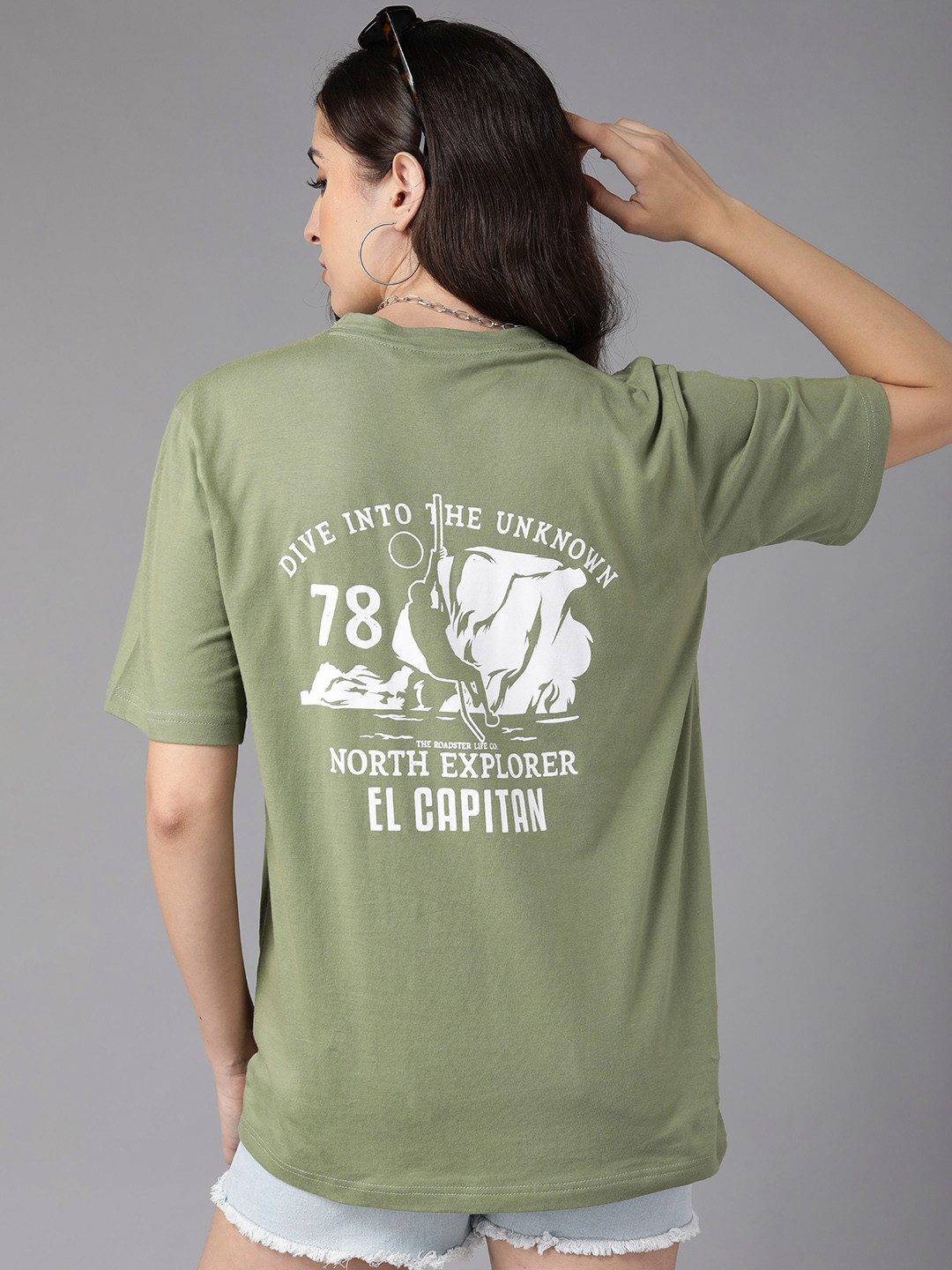 

Roadster Women Green Cotton T-shirt