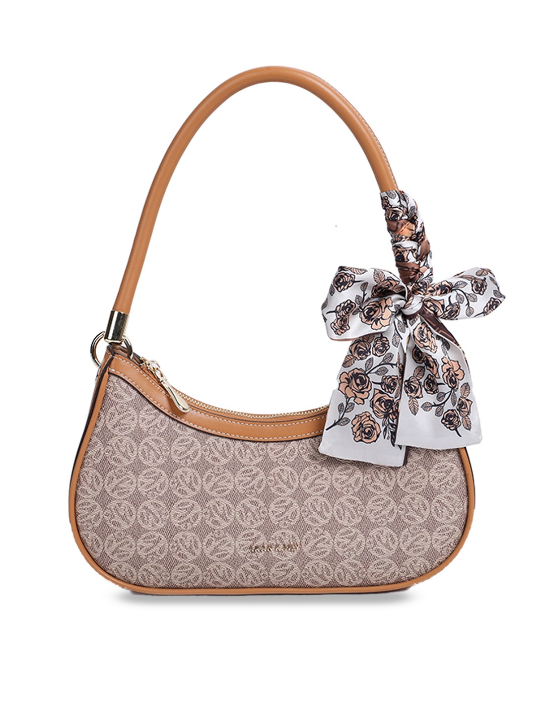 

Sasimo Printed Structured Shoulder Bag With Scarf, Brown