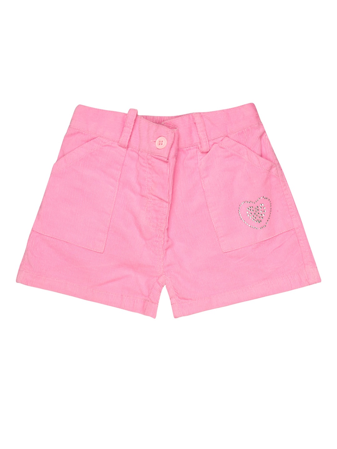 

Bodycare Kids Girls Mid-Rise Embellished Cotton Shorts, Pink