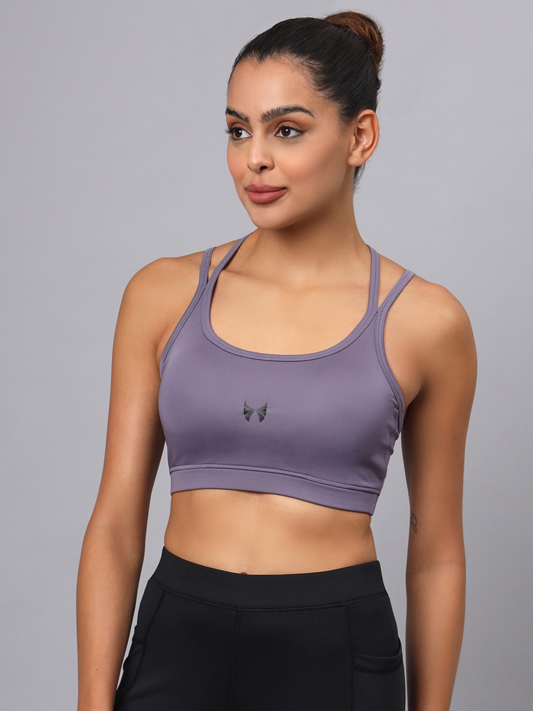 

skyria Rapid-Dry Removable Padding Medium Coverage Sports Moisture Wicking Bra, Grey