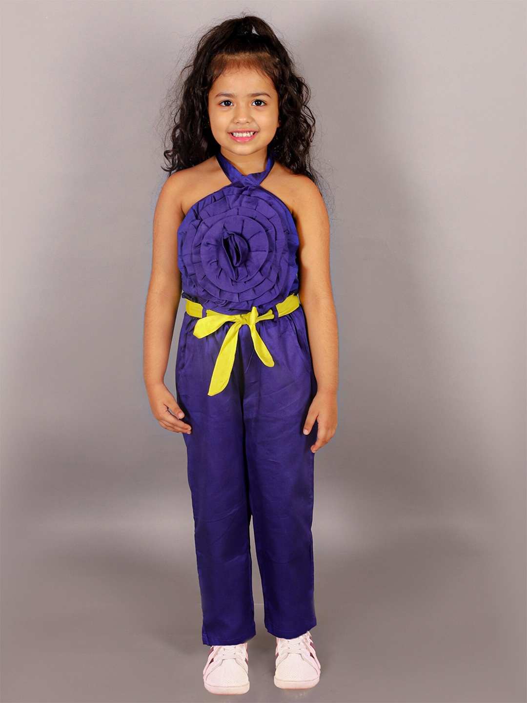 

LIL DRAMA Girls Satin Pure Cotton Top With Trousers, Purple