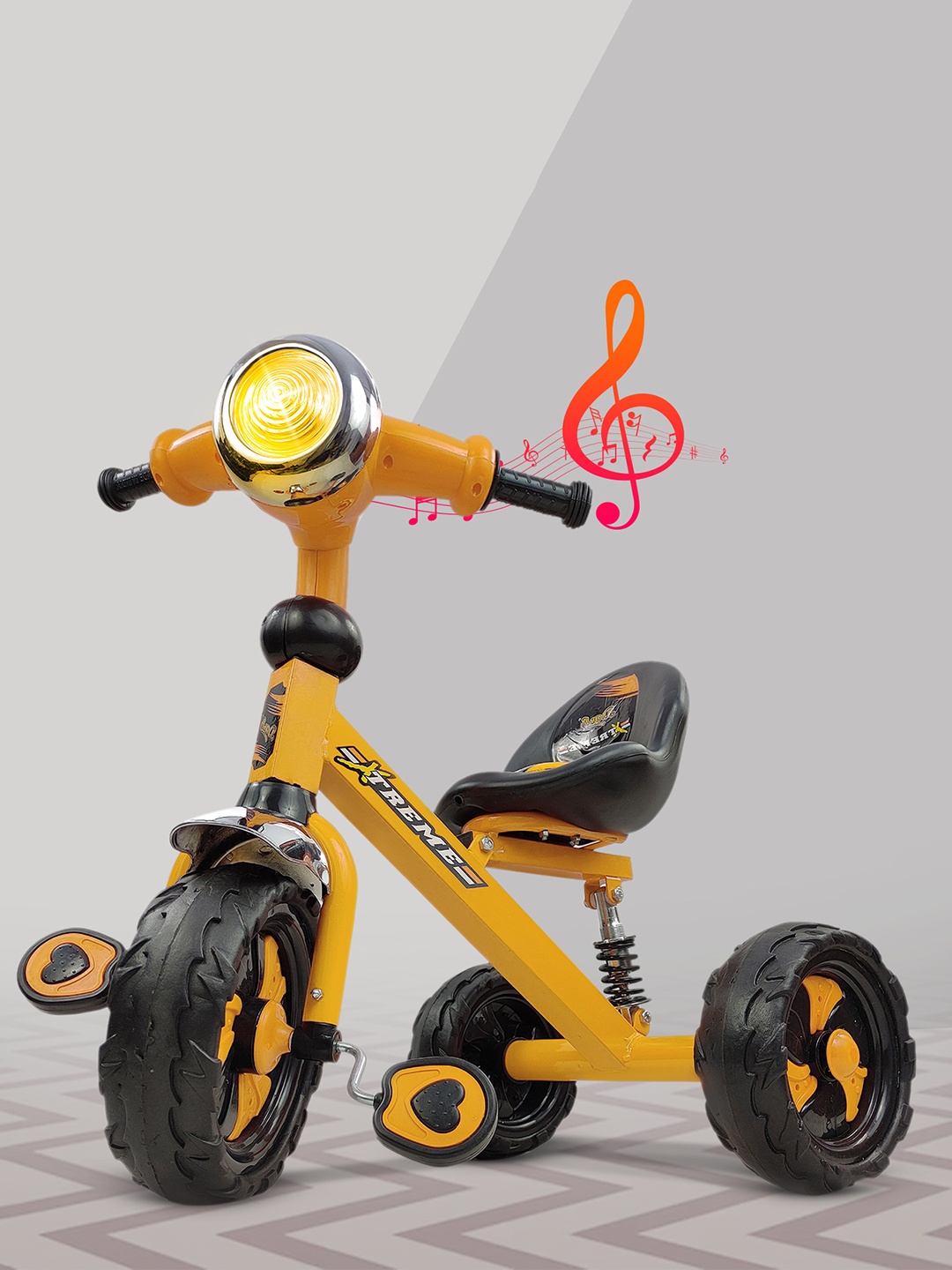 

Dash Kids Xtreme Stylish Tricycle for Kids with Strong Steel, Music, Light with Backrest, Yellow