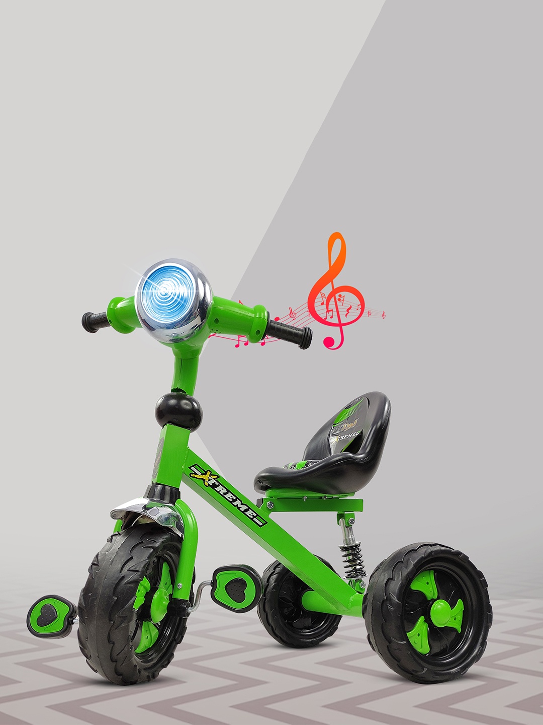 

Dash Kids Xtreme Tricycle With Strong Steel With Music, Light With Backrest, Green