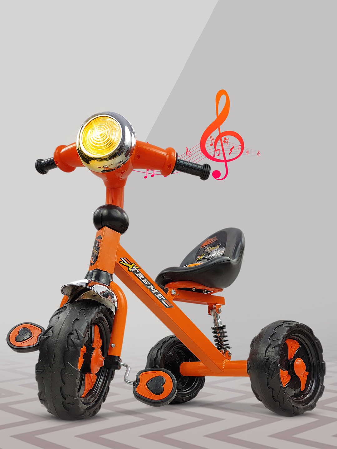

Dash Kids Xtreme Stylish Tricycle with Strong Steel, Music, Light with Backrest, Orange