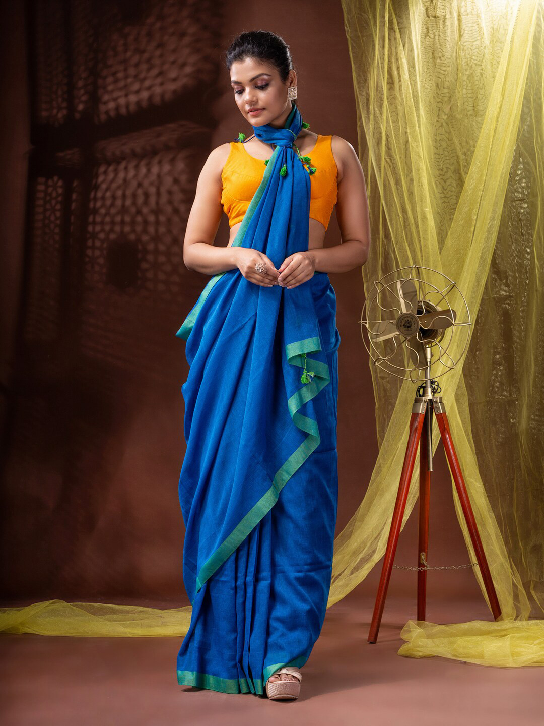 

Mitera Pure Cotton Saree, Blue