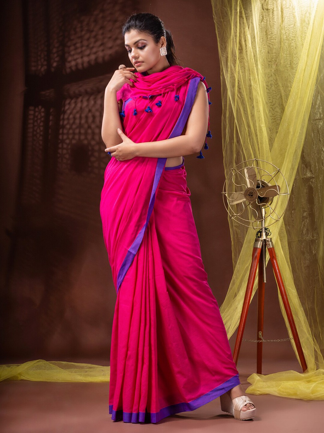 

Mitera Pure Cotton Saree, Pink