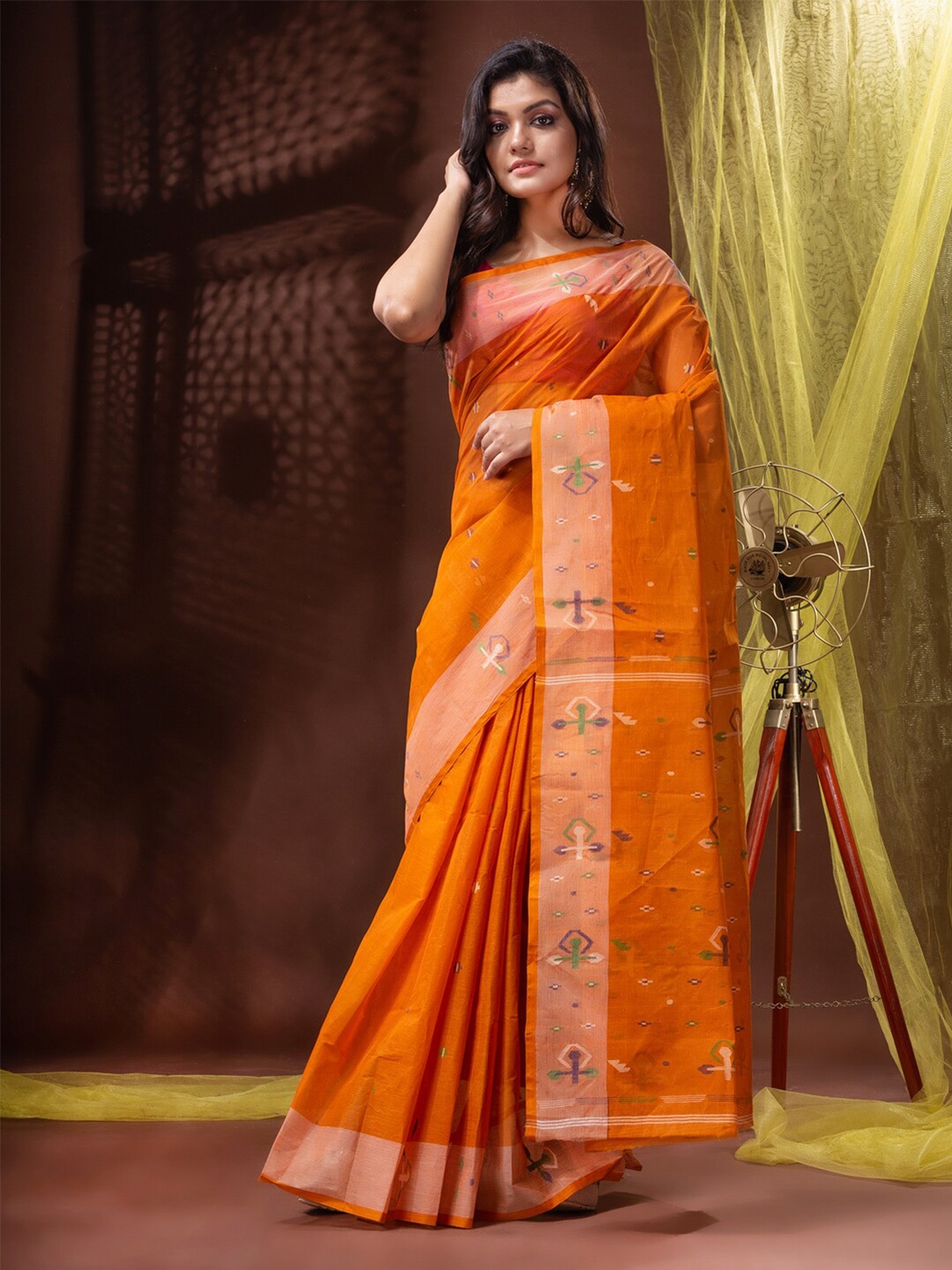 

Mitera Mustard & Green Woven Design Pure Cotton Saree