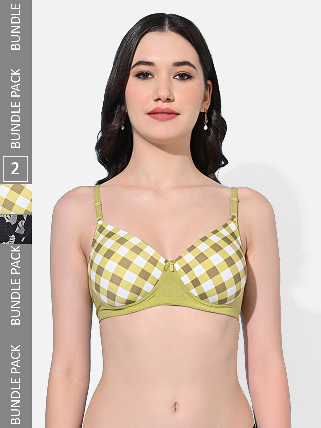 

FIMS Pack of 2 Full Coverage Lightly Padded Bra, Green