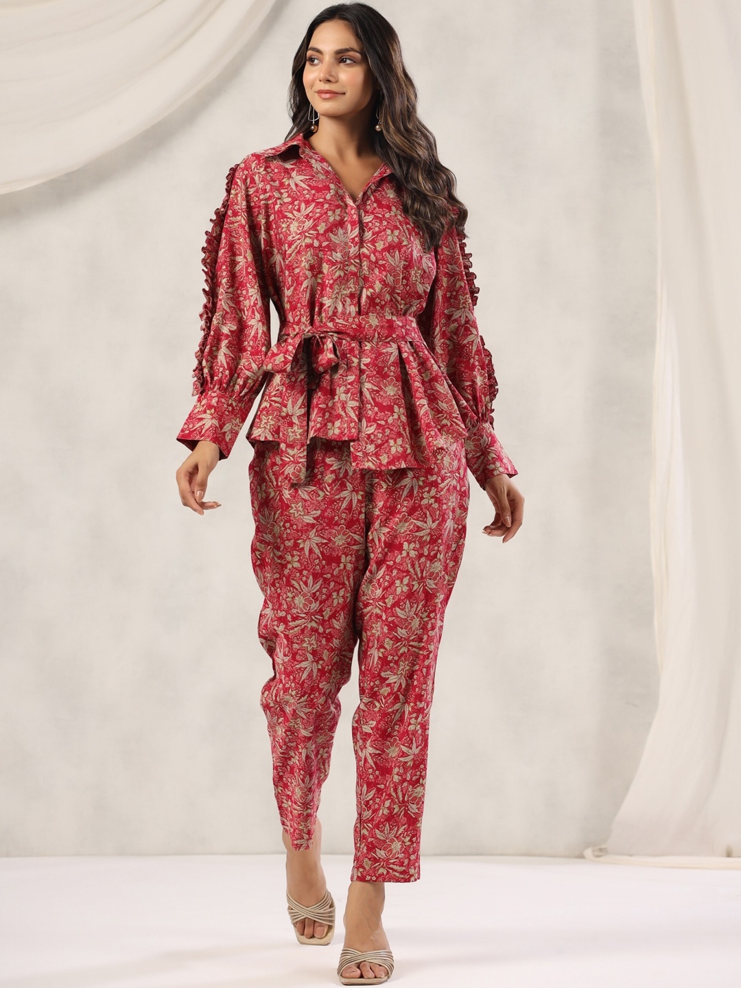 

mirari Floral Printed Top With Trousers Co-Ords, Rose