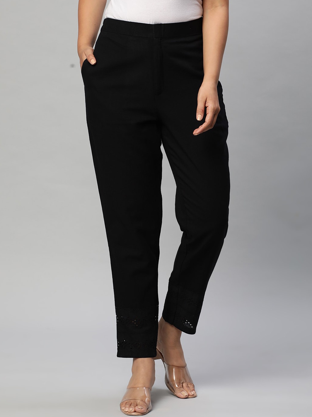

KAMI KUBI Women Original High-Rise Regular Fit Cigarette Trousers, Black