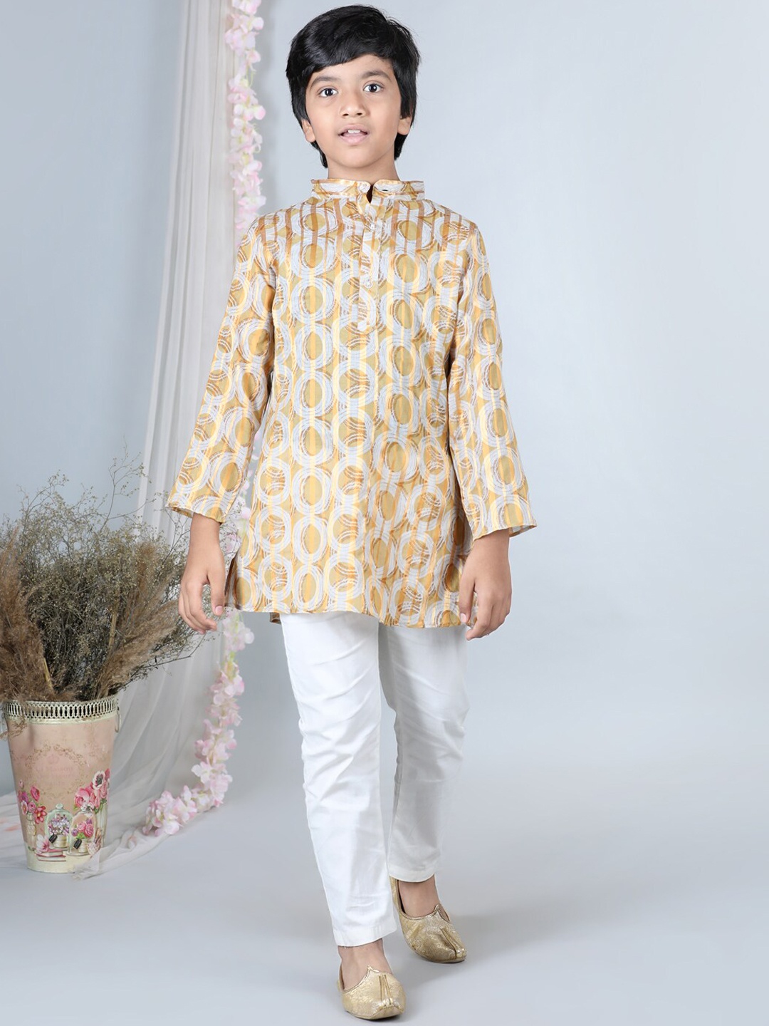 

Cutiekins Boys Geometric Printed Straight Kurta With Pyjamas, Grey