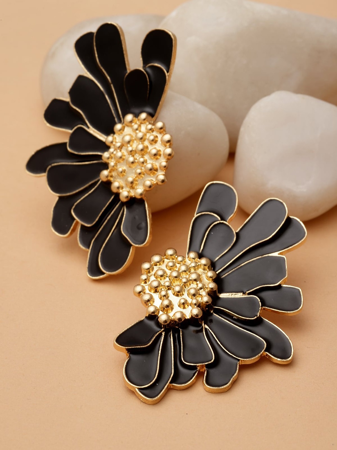 

AVANT-GARDE PARIS Gold-Plated Floral Stud Earrings, Black