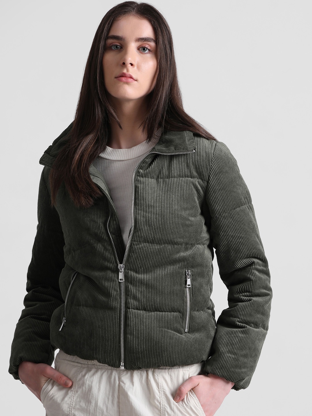 

ONLY Ribbed Padded Jacket, Sea green