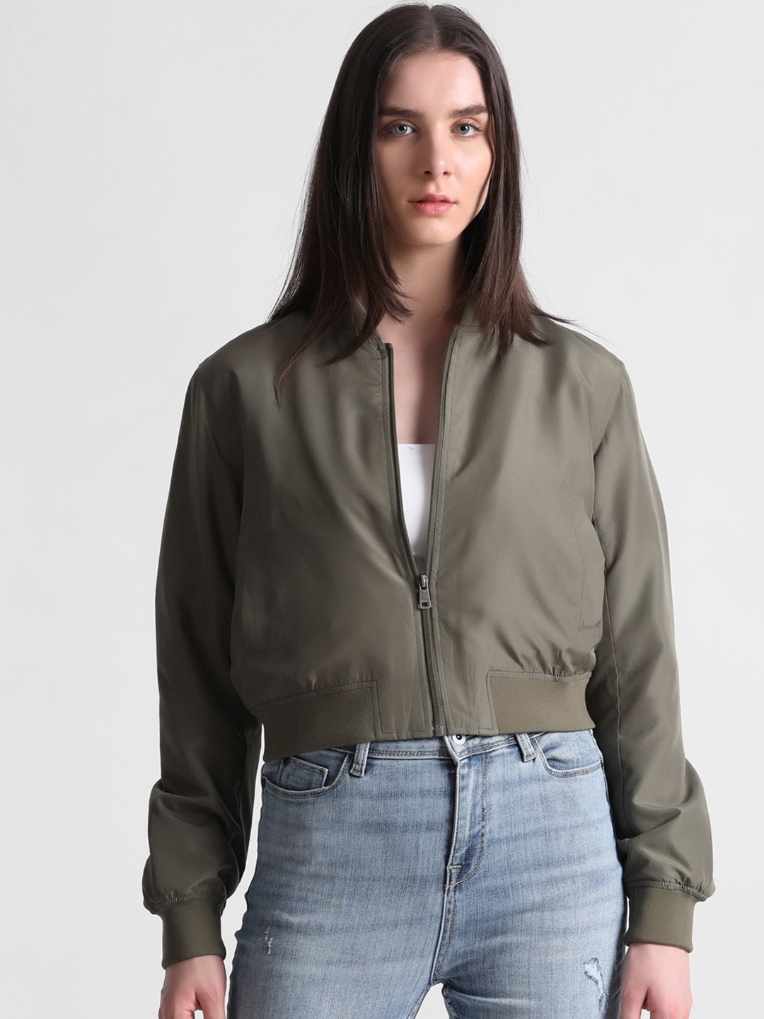 

ONLY Crop Bomber Jacket, Sea green