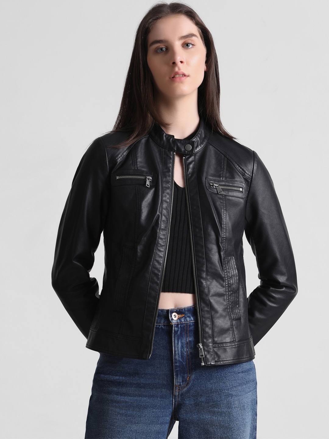 

ONLY Zip Detail Outdoor Biker Jacket, Black