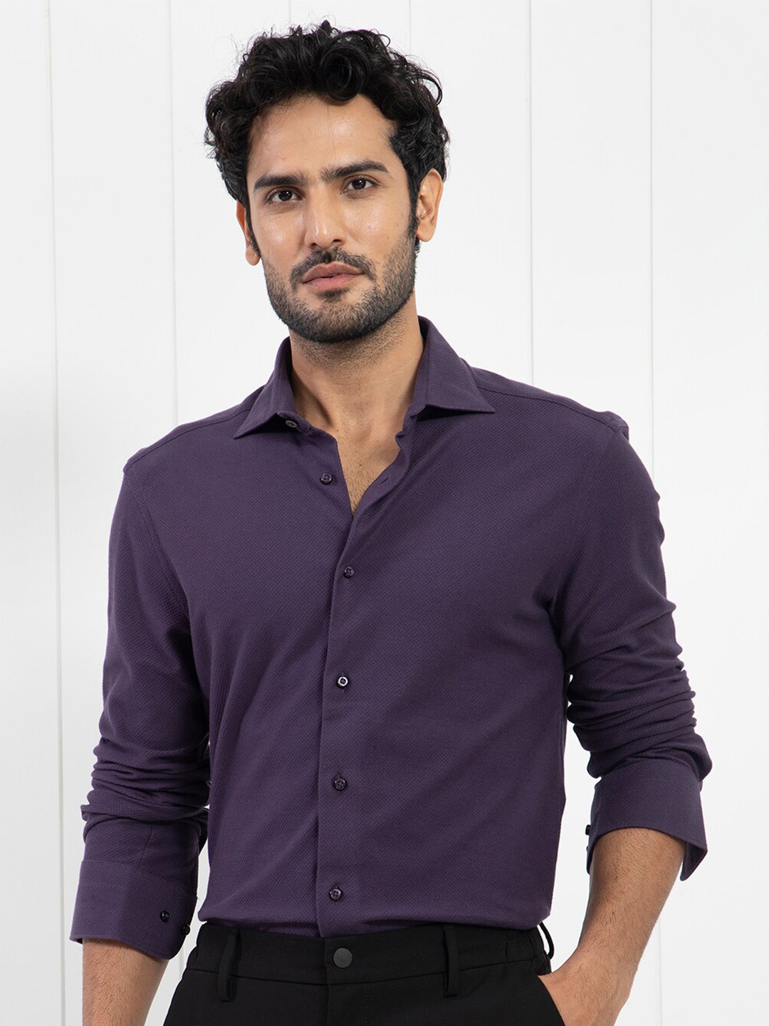 

RARE RABBIT Men Venziya Slim Fit Opaque Shirt, Purple