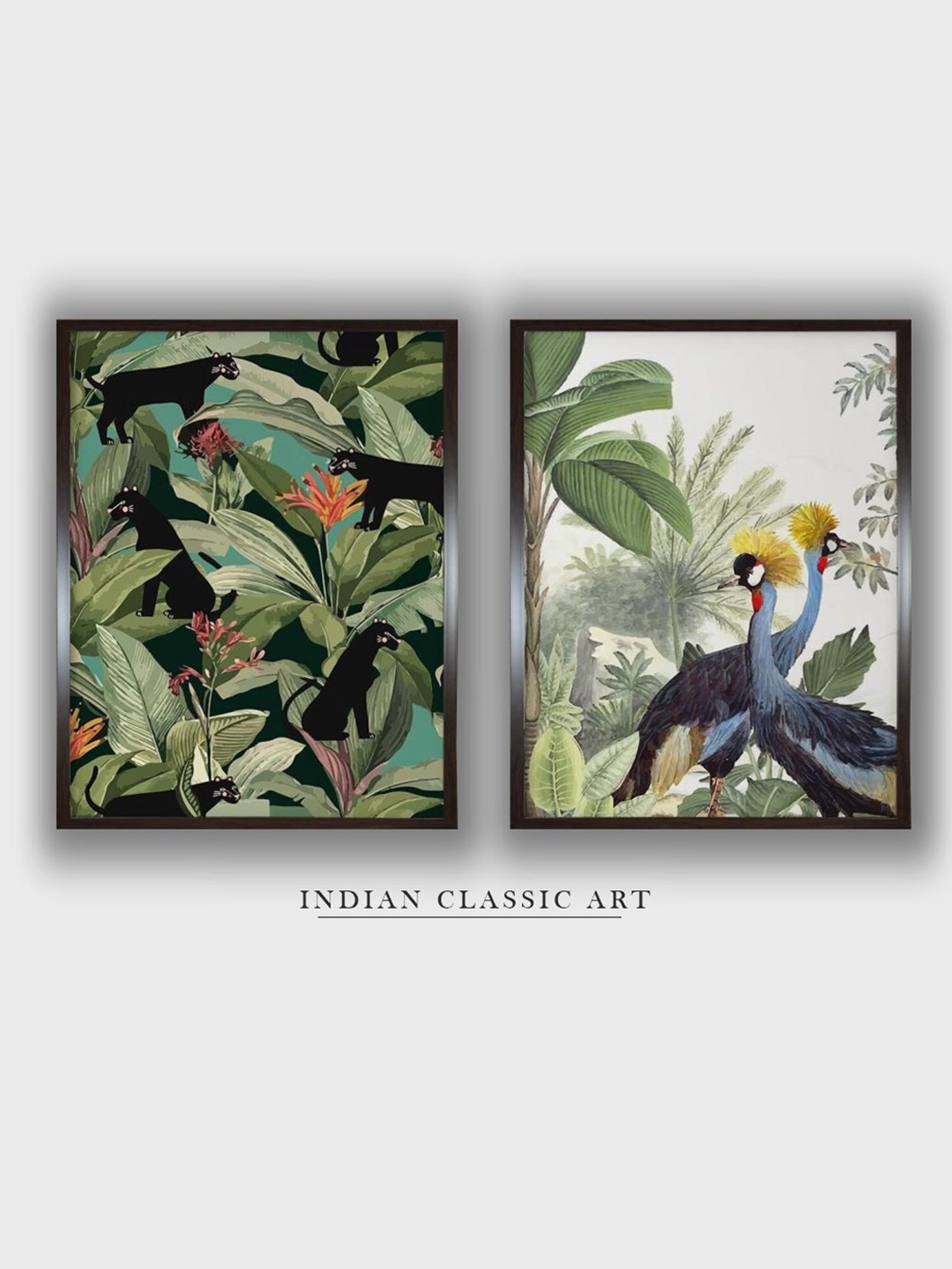 

INDIAN CLASSIC ART Green & Black 2 Pieces Forest Wall Art